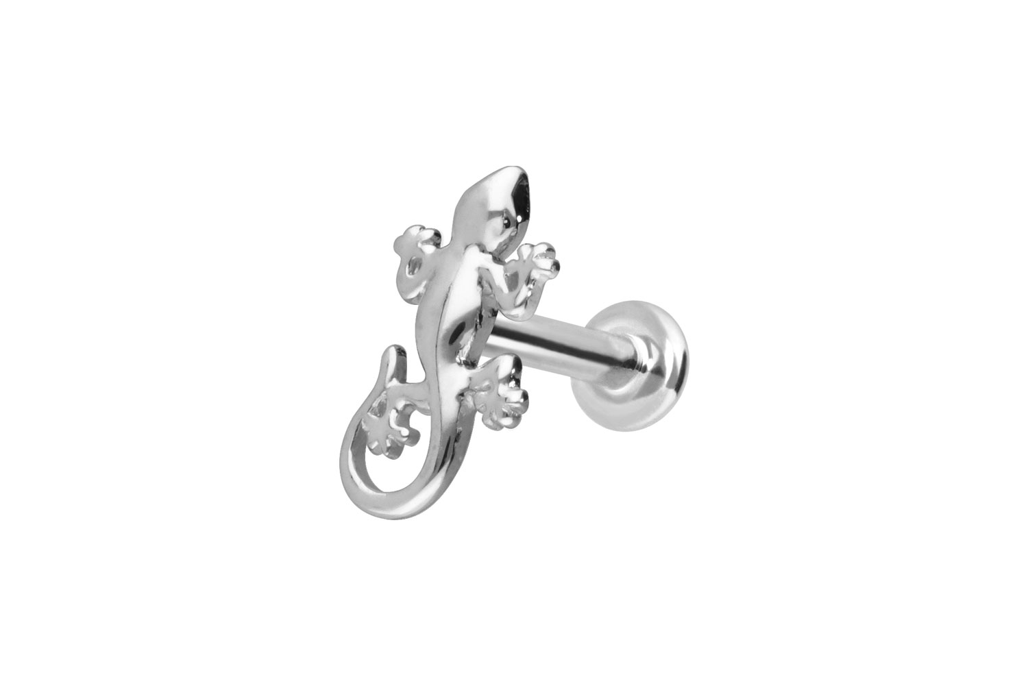 14 Karat Gold Labret Piercing mit Push Fit GECKO